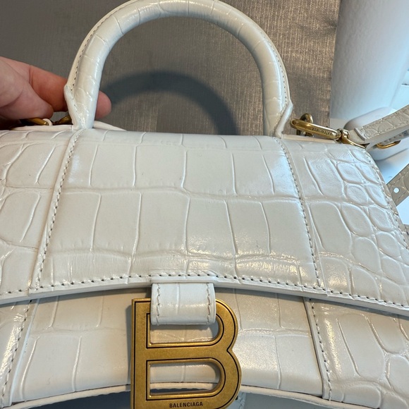 Balenciaga White Croc-Embossed Satchel - Picture 1 of 4